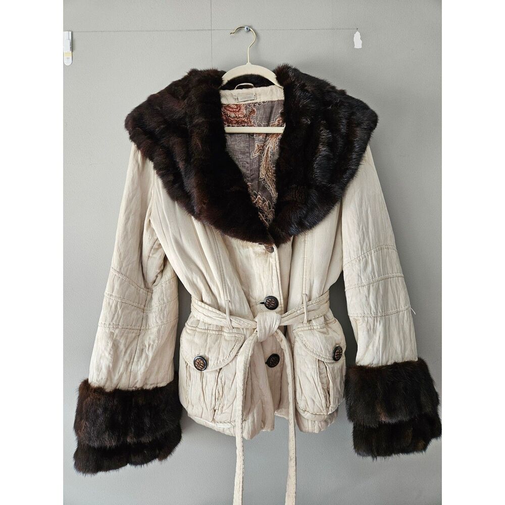 Vintage Anna Kel Winter Mink Trim Jacket Size 46 M/L